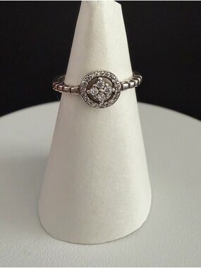 Sterling Sterling 925 Round Crystal Cluster Ring size 7